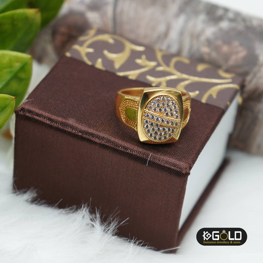 Elegant Gold Plated Men’s Ring with Sparkling Diamond Touch - RNM003. 1 gram gold on 1ggold.in
