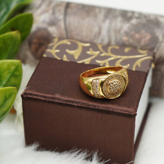 1 Gram Gold Coated Round Ring with Stunning Diamond Design - RNM008. 1 gram gold on 1ggold.in