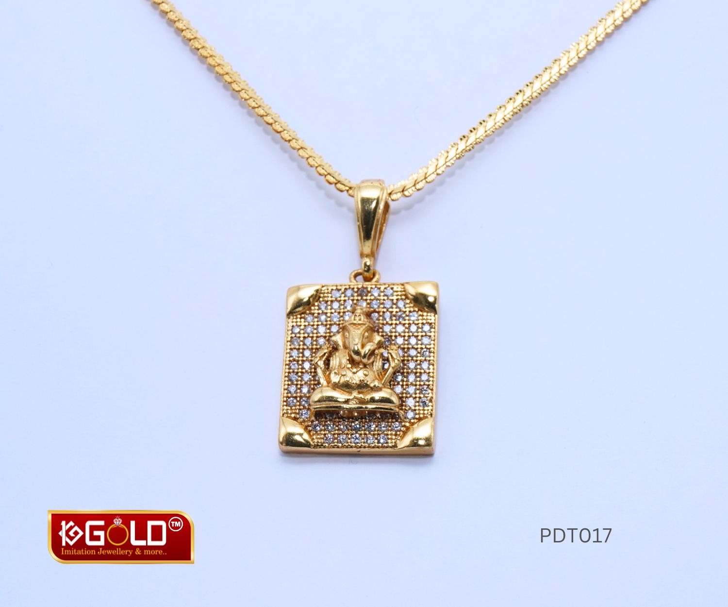1 Gram Gold Plated Ganesha Pendant with Diamond Detailing for Men - PDT017. 1 gram gold on 1ggold.in