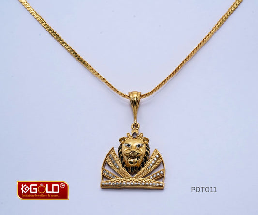1 Gram Gold Plated Lion Pendant for Men with Diamond Accent - PDT011. 1 gram gold on 1ggold.in