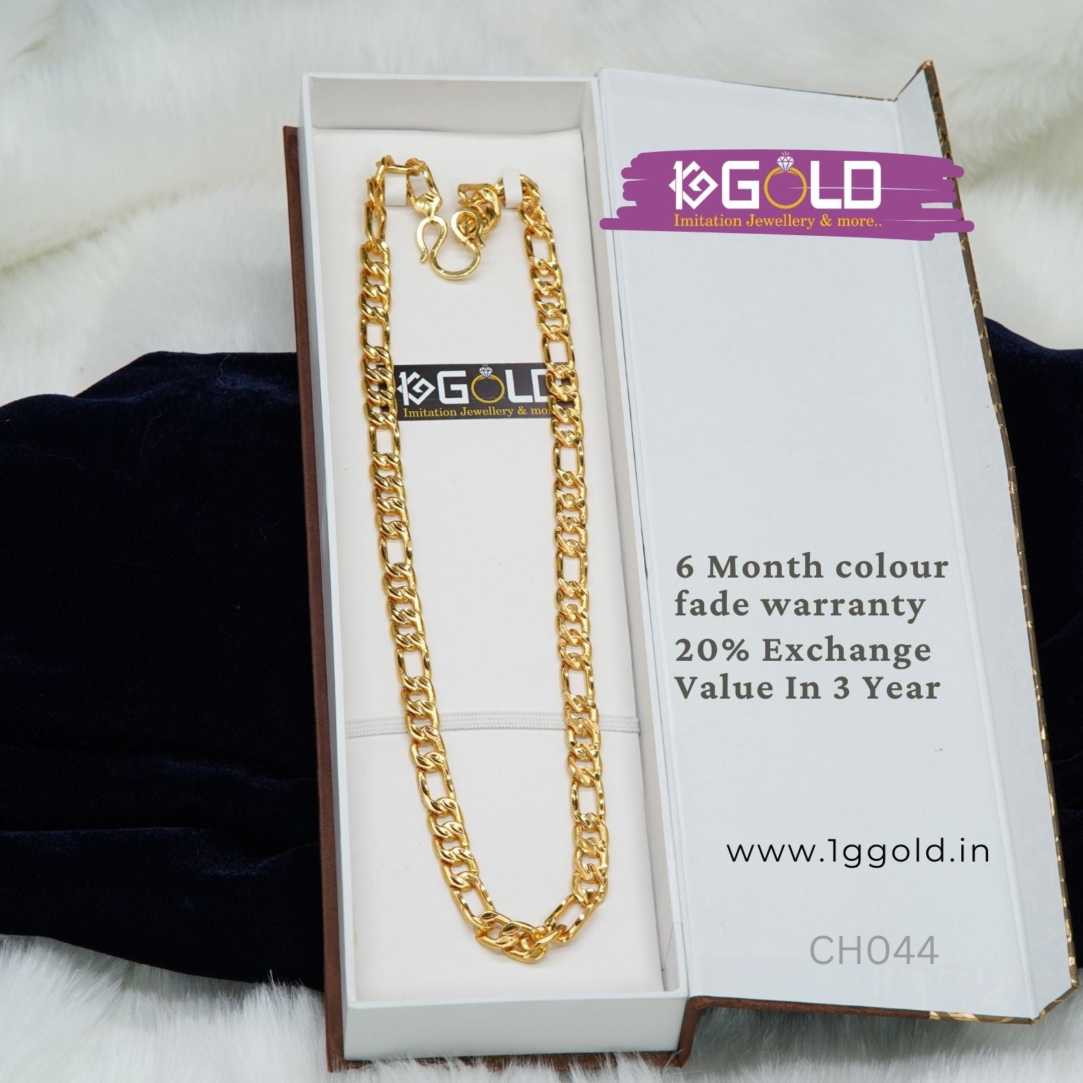 1 Gram Gold Toned Premium Quality Elegant Chain for Men - CH044. 1 gram gold on 1ggold.in
