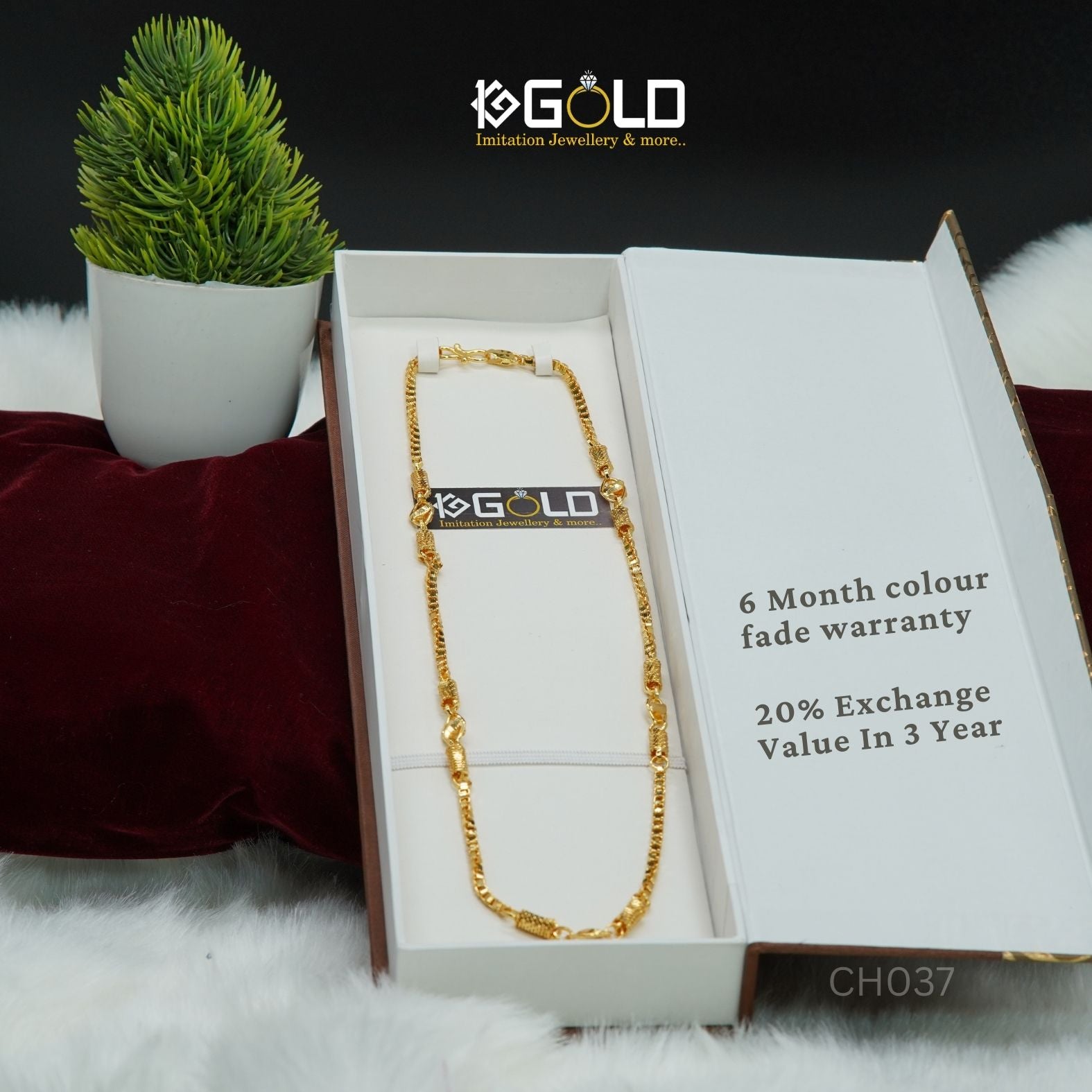 1 Gram Gold Toned Royal Carved Design Premium Quality Chain for Men - CH037. 1 gram gold on 1ggold.in