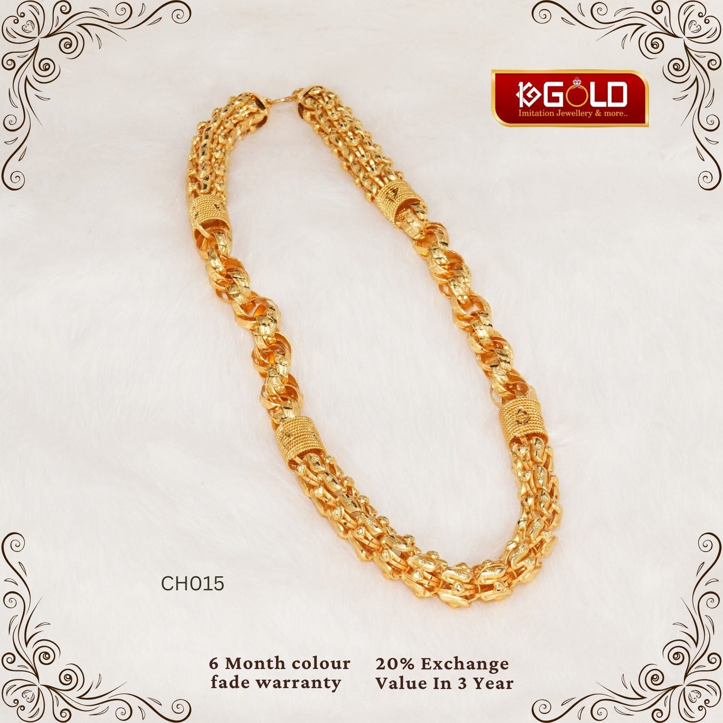 2-in-1 Rajwadi Men’s Chain with One Gram Gold Coating - CH015. 1 gram gold on 1ggold.in