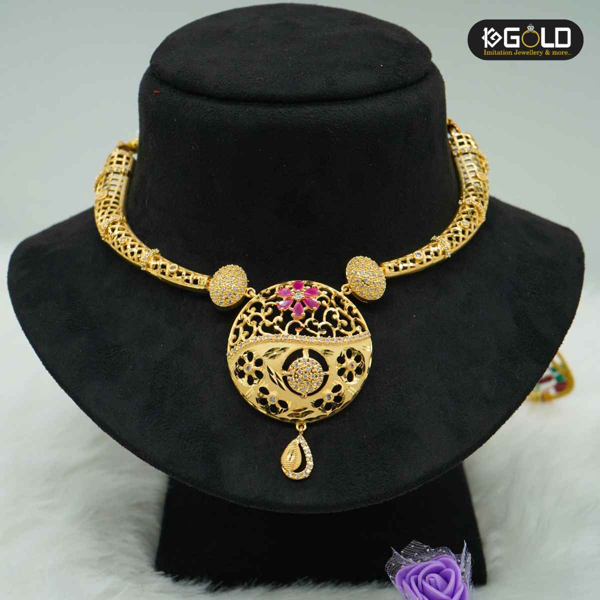 Attractive One Gram Gold Plated Necklace Set for Women - NCK005. 1 gram gold on 1ggold.in