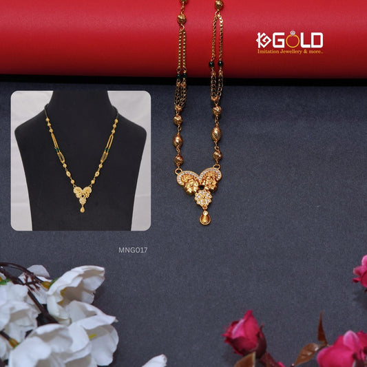 Beautifully Crafted Gold Plated Floral Design Mangalsutra Set for Women MNG017 1ggold.in 1 gram gold