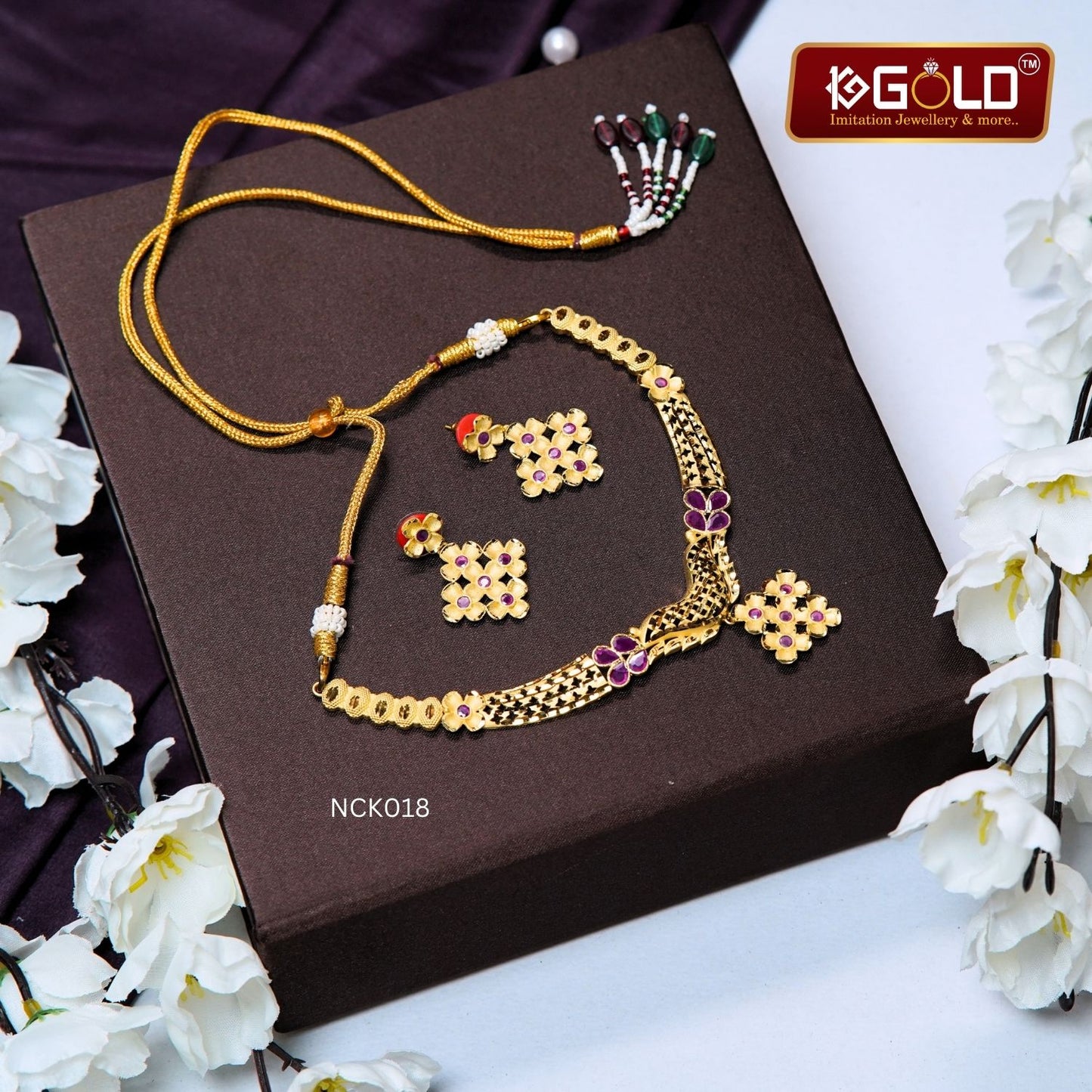 Chic 1 Gram Gold Necklace Set with Stunning Craftsmanship for Women - NCK018. 1 gram gold on 1ggold.in
