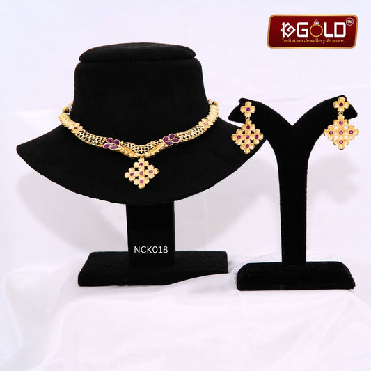 Chic 1 Gram Gold Plated Necklace Set with Stunning Craftsmanship for Women - NCK018. 1 gram gold on 1ggold.in