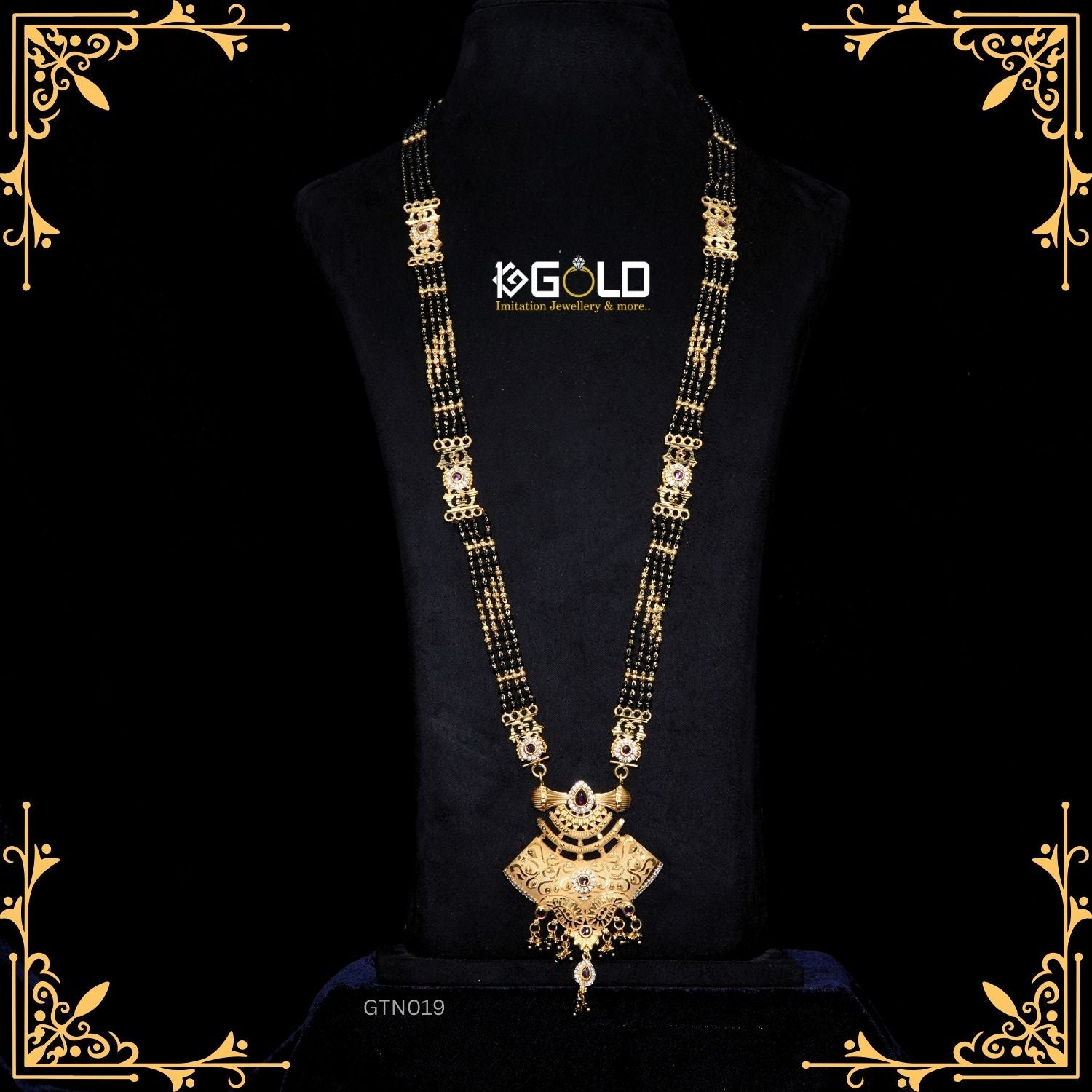 Designer 1 Gram Gold Plated Ganthan with Stylish Detailing for Women GTN019. one gram gold available on 1ggold.in