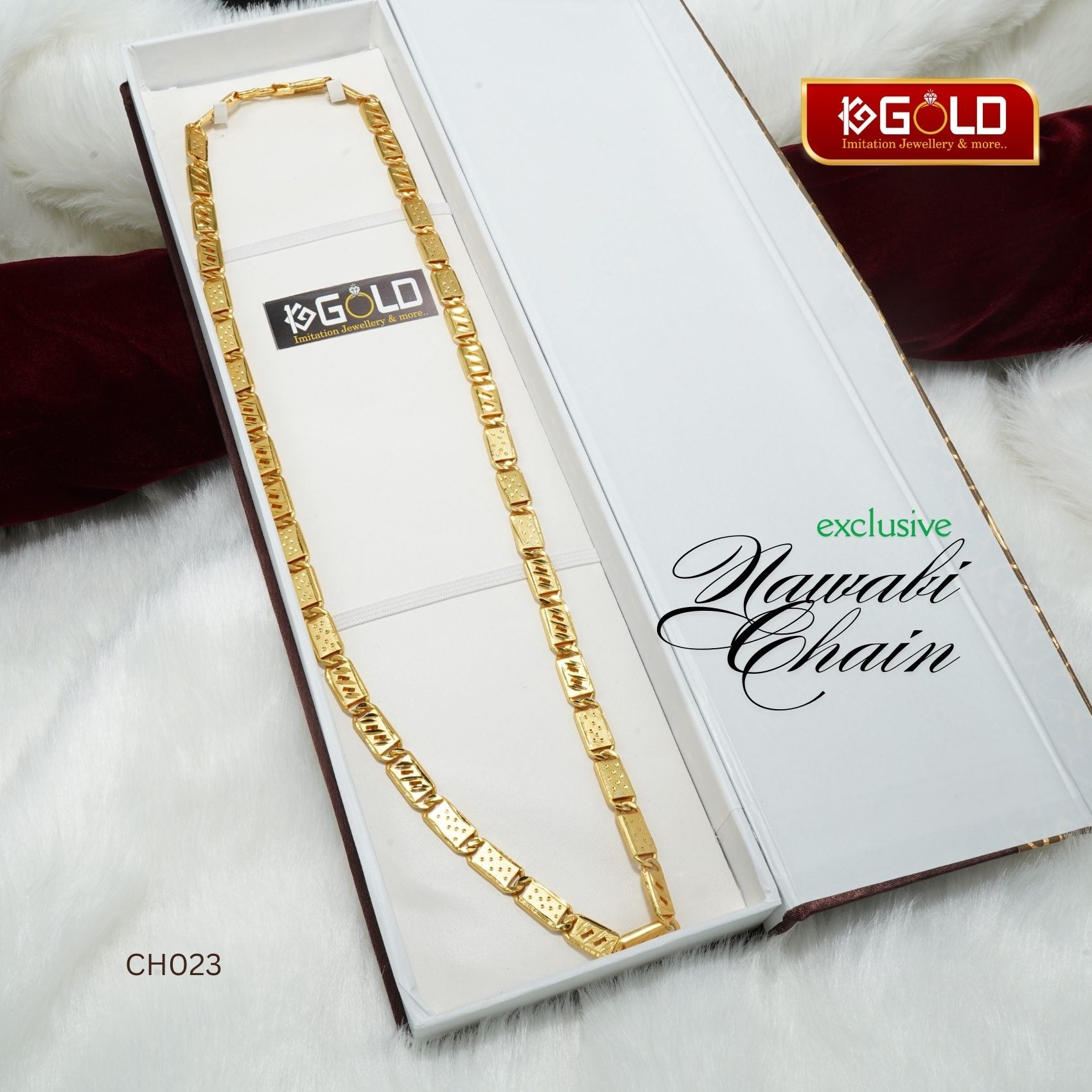 Dual Design Charming 1 Gram Gold Coated Nawabi Inspired Chain for Men - CH023. 1 gram gold on 1ggold.in