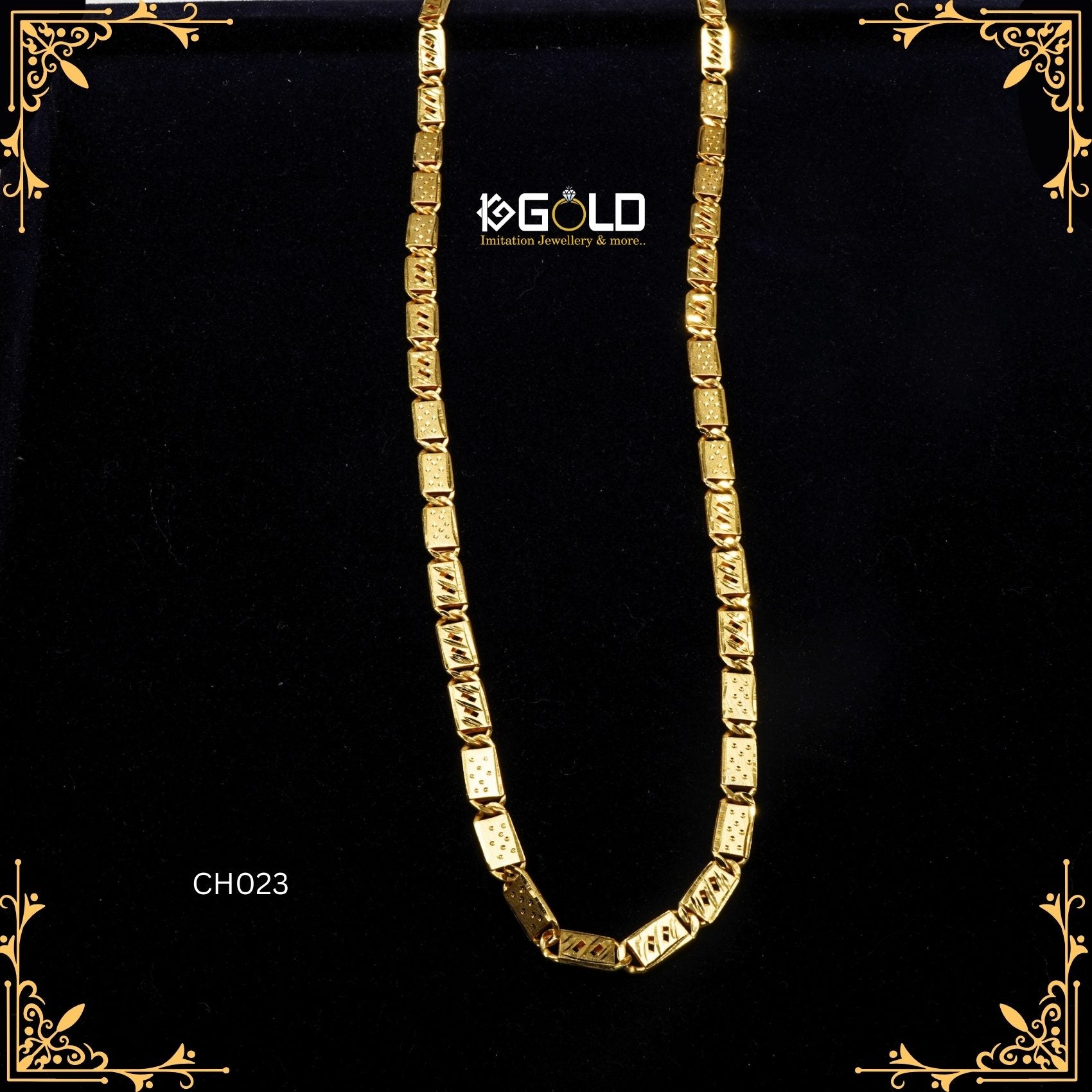 Dual Design Charming One Gram Gold Nawabi Inspired Chain for Men - CH023. 1 gram gold on 1ggold.in