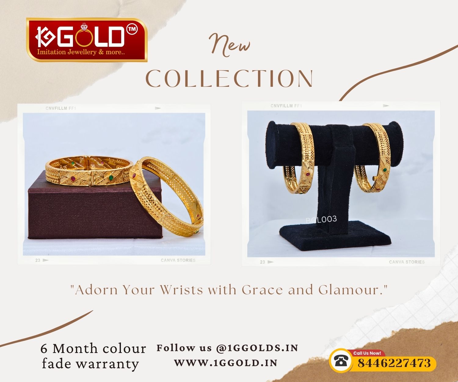 Elegant Royal Style 1 Gram Gold Bangles for Her - BGL003. 1 gram gold on 1ggold.in