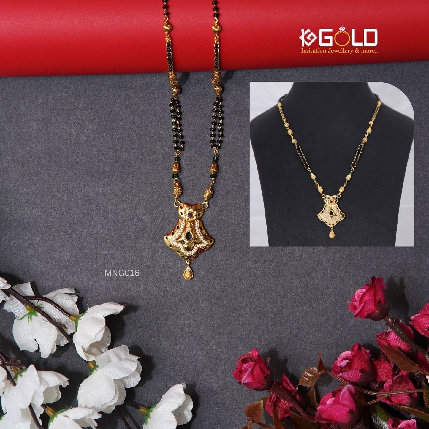 Elite 1 Gram Gold Plated Mangalsutra with Diamond Highlights for Women - MNG016. 1 gram gold on 1ggold.in