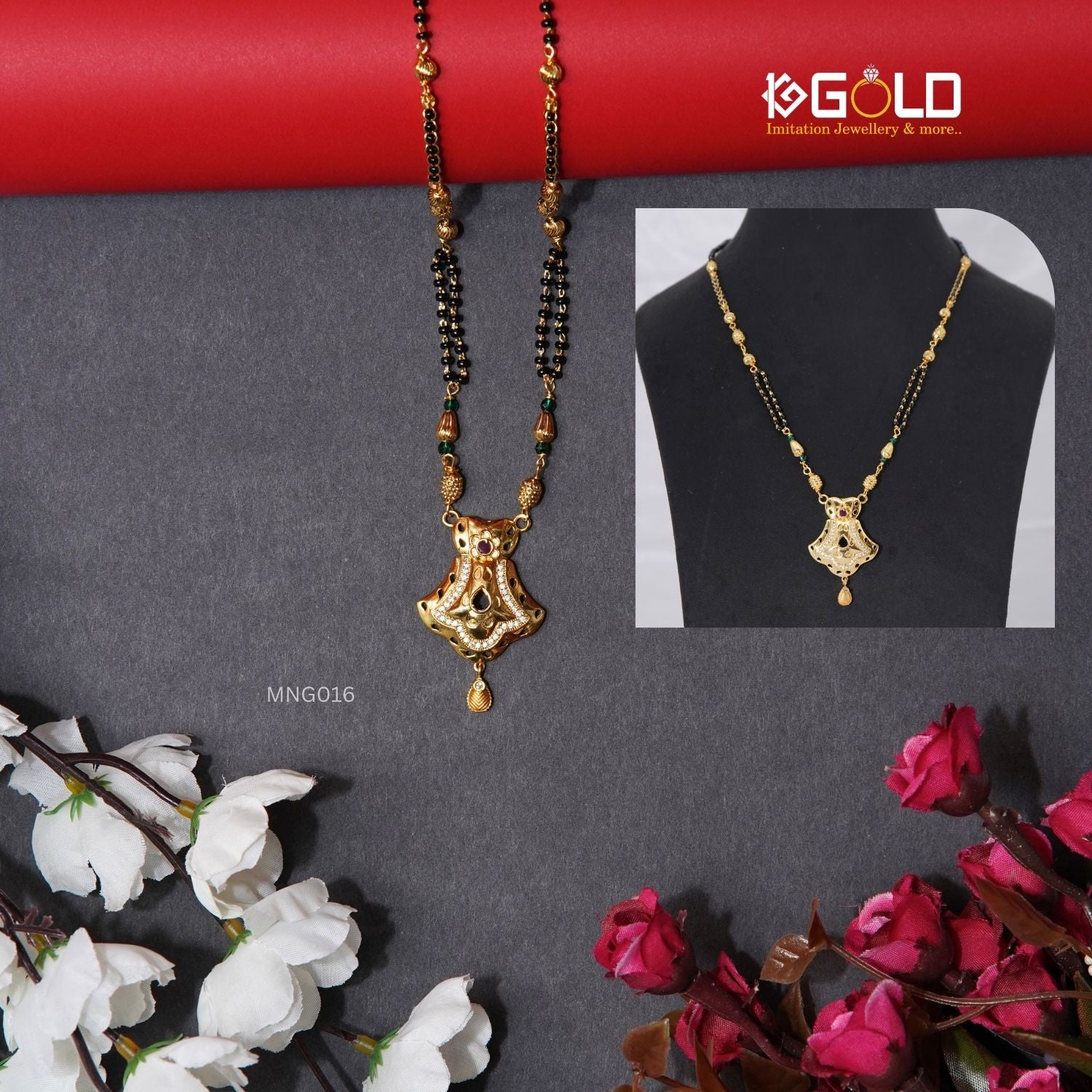 Elite 1 Gram Gold Plated Mangalsutra with Diamond Highlights for Women - MNG016. 1 gram gold on 1ggold.in