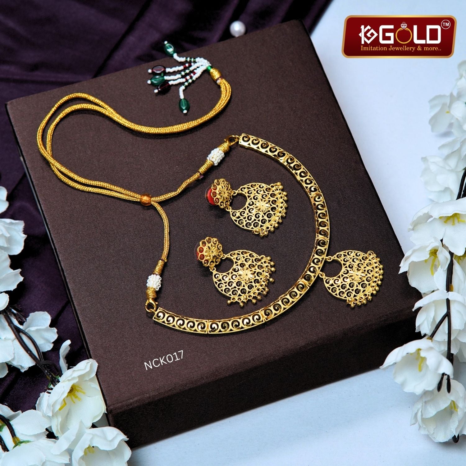 Fashion Forward 1 Gram Gold Coated Necklace Set with Unique Design for Women - NCK017. 1 gram gold on 1ggold.in