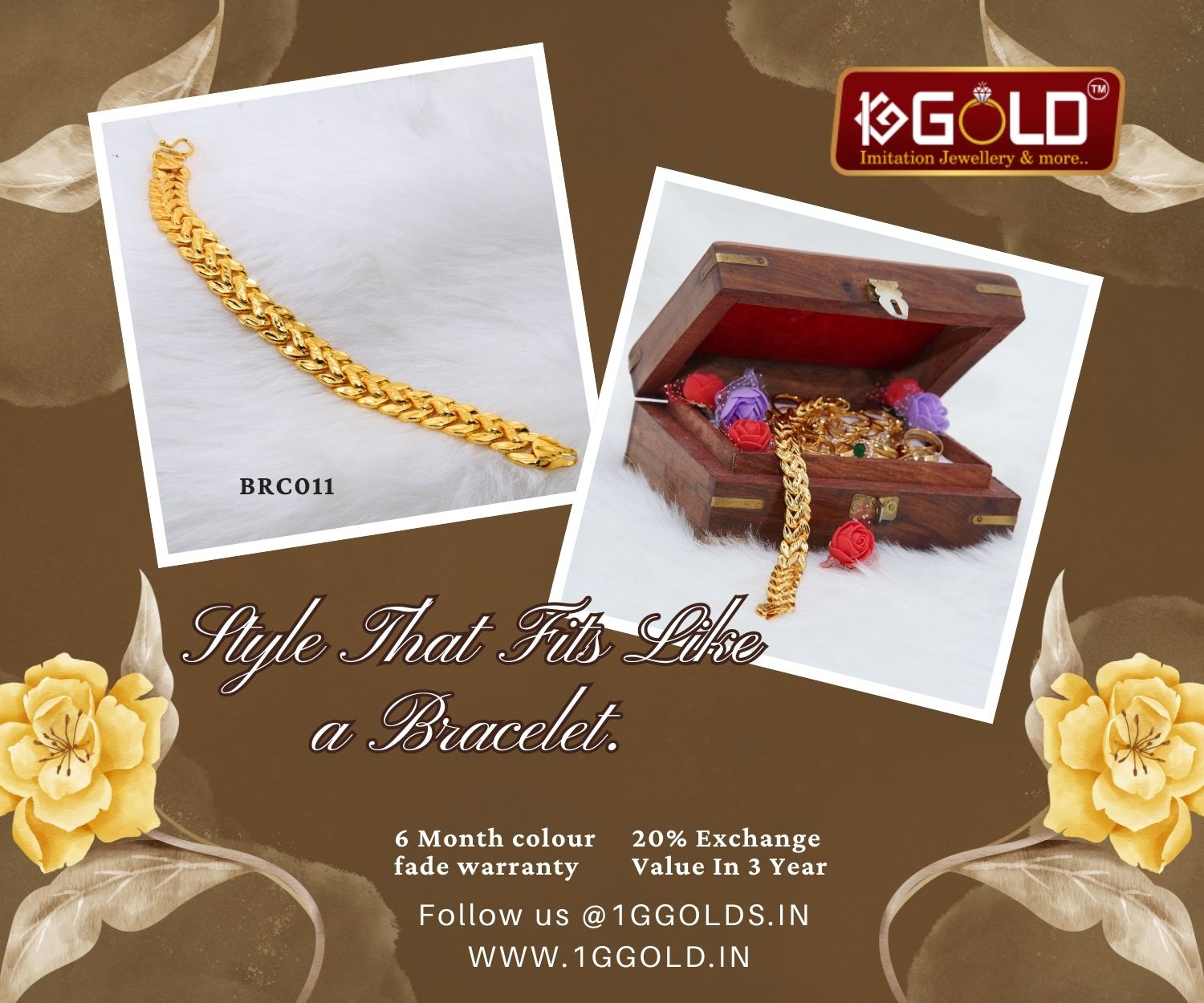 Fashionable Pokal Designed One Gram Gold Plated Bracelet for Men - BRC011. 1 gram gold on 1ggold.in