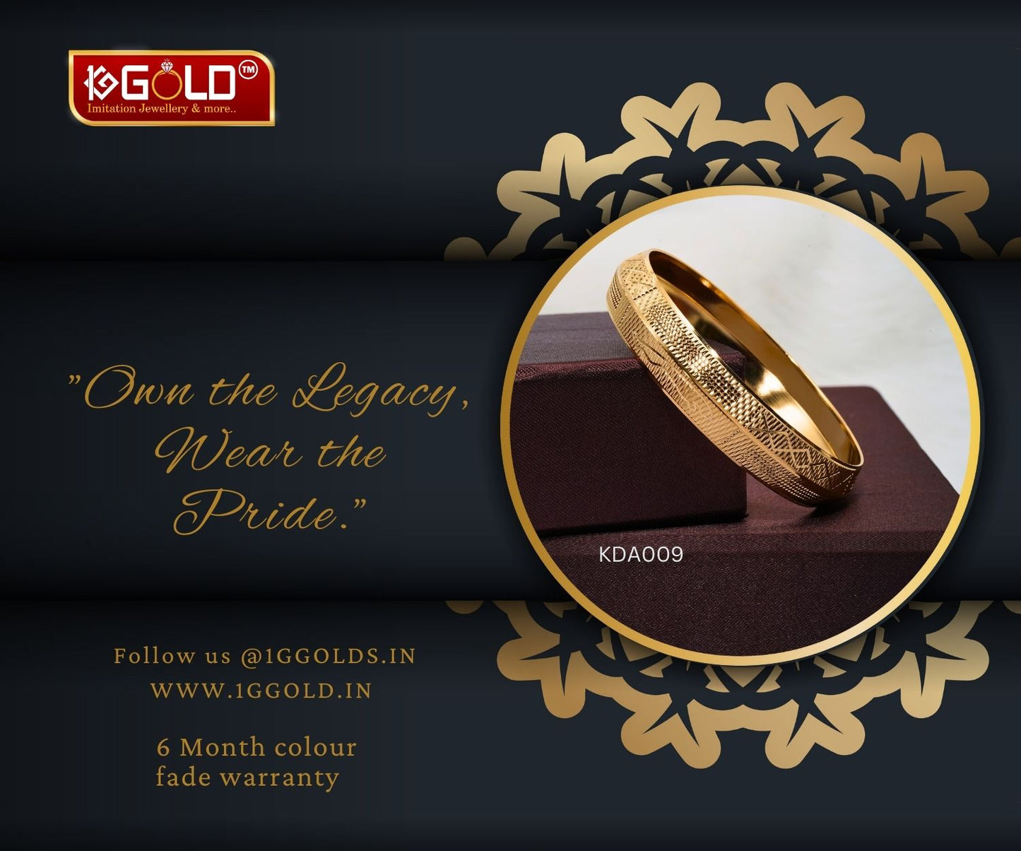 Jaguar Design 1 Gram Gold Punjabi Kada for Men - KDA009. 1 gram gold on 1ggold.in