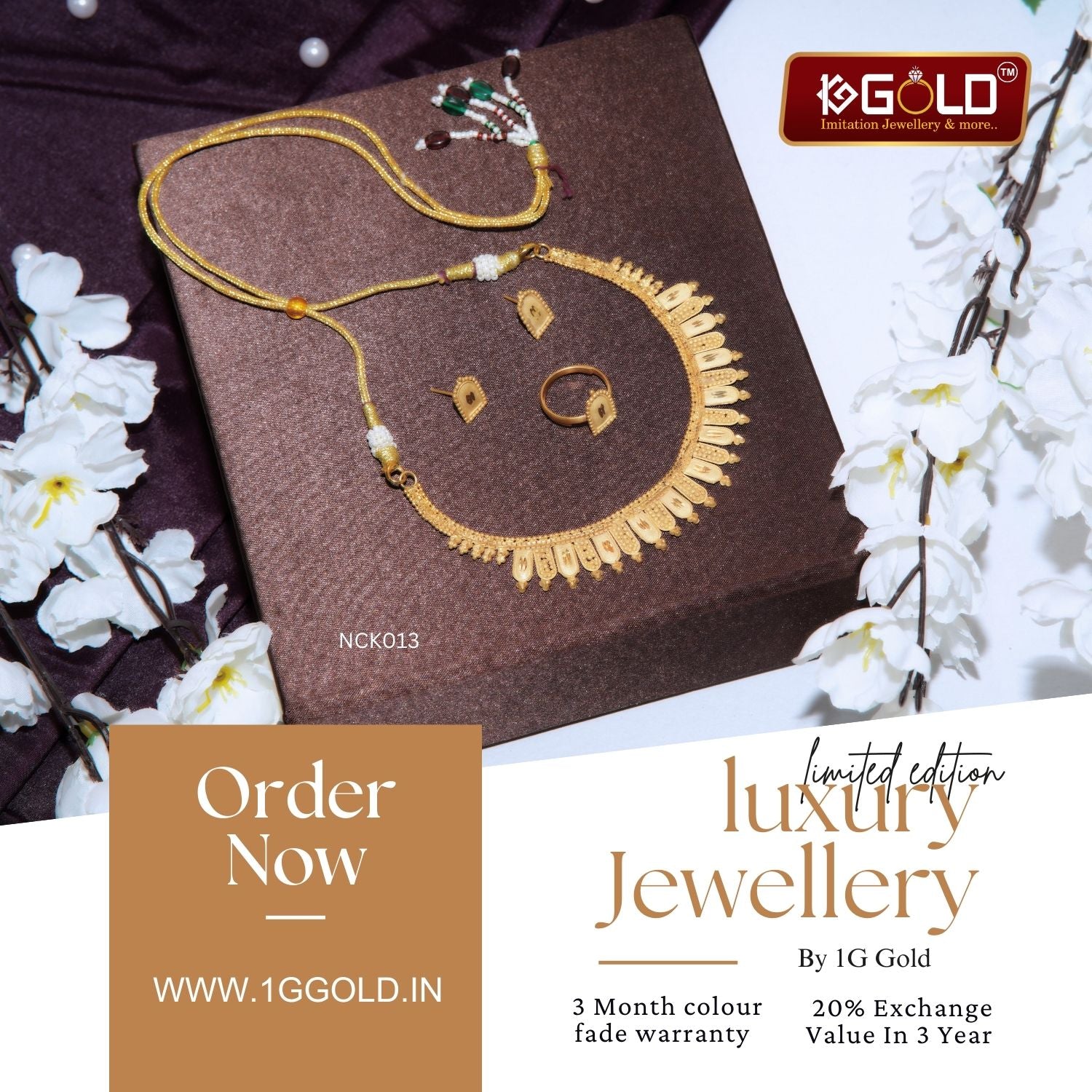 Lightweight One Gram Gold Plated Trendy Necklace Set for Women - NCK013. 1 gram gold on 1ggold.in