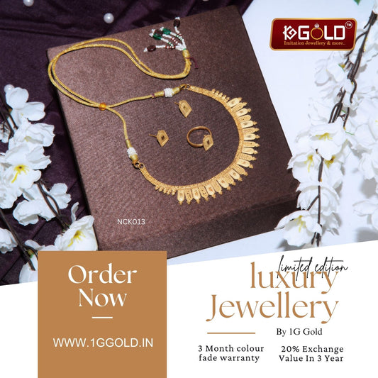 Lightweight One Gram Gold Plated Trendy Necklace Set for Women - NCK013. 1 gram gold on 1ggold.in