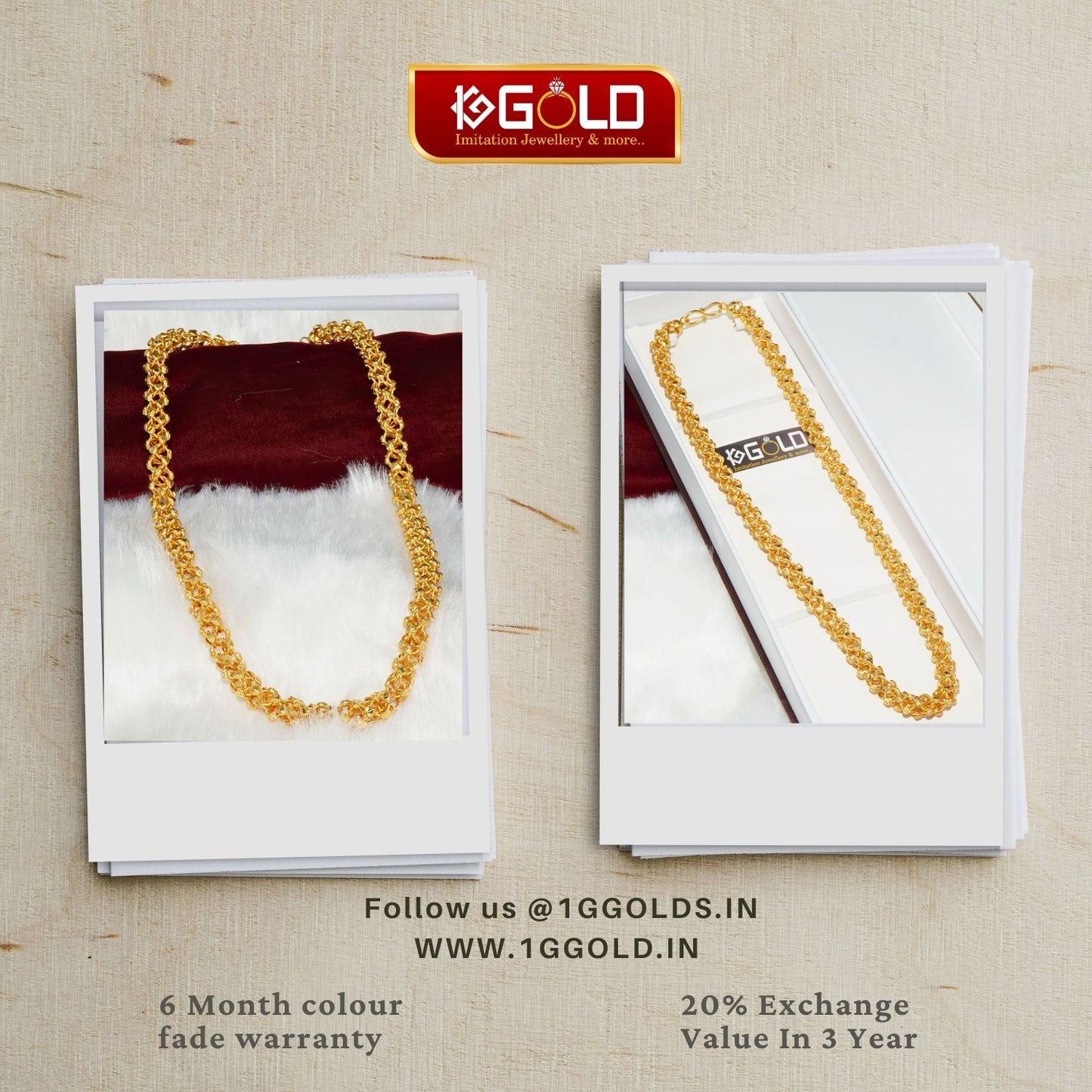 Link Superior Quality High Class Design 1 Gram Gold Plated Chain for Men - CH027. 1 gram gold on 1ggold.in