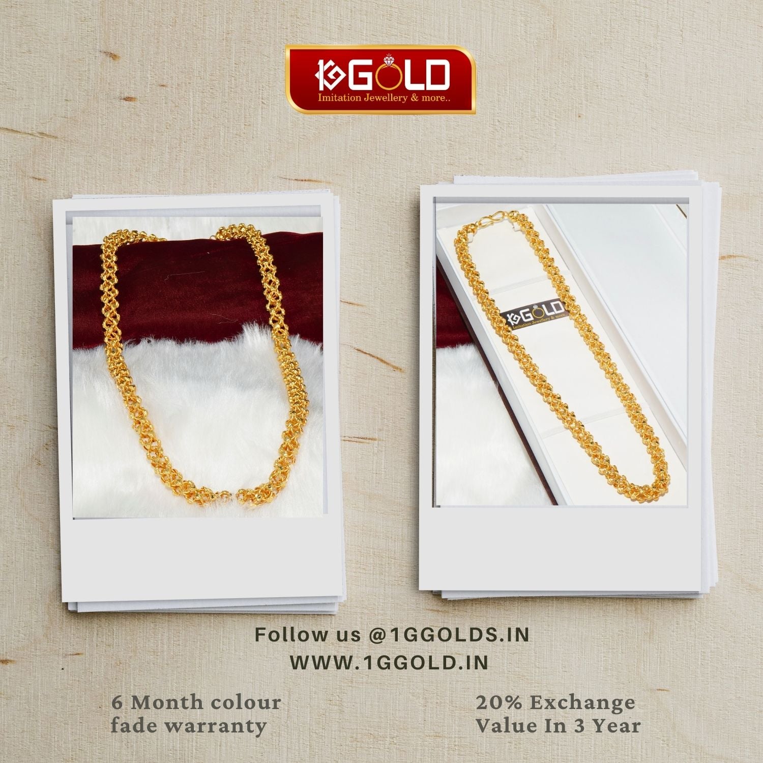 Link Superior Quality High Class Design 1 Gram Gold Plated Chain for Men - CH027. 1 gram gold on 1ggold.in