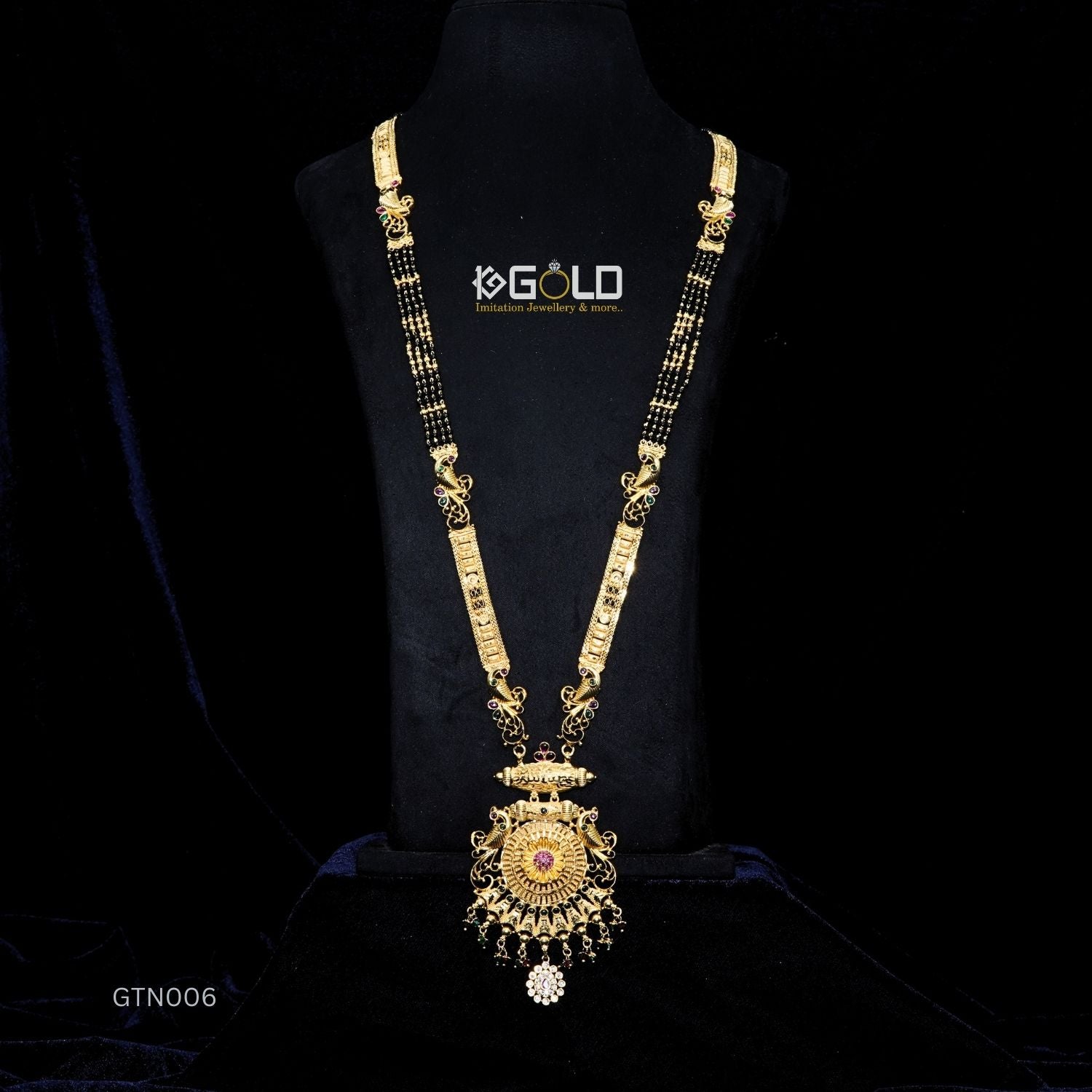 Luxury One Gram Gold Plated Maharashtrian Ganthan with Diamond Embellishments for Women -GTN006. 1 gram gold on 1ggold.in