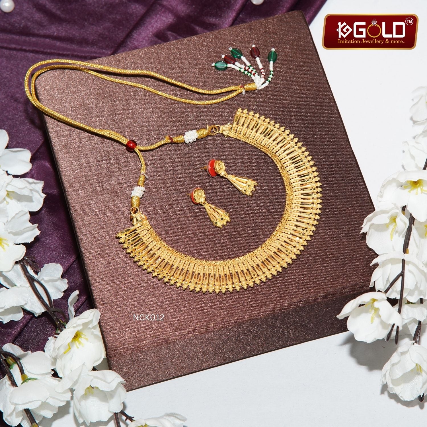One Gram Gold Coated Stylish Necklace Set for Women - NCK012. 1 gram gold on 1ggold.in