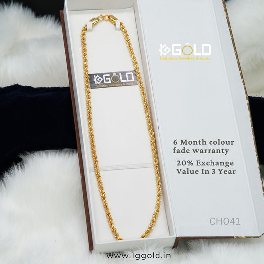 One Gram Gold Plated Classic Design Superior Quality Chain for Men - CH041 . 1 gram gold on 1ggold.in
