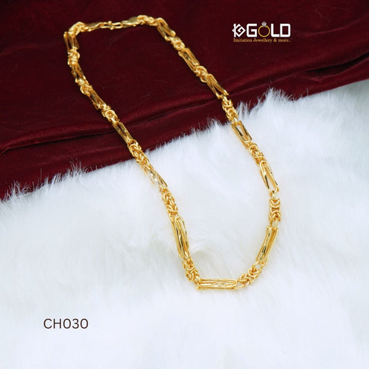 One Gram Gold Plated Rajwadi Attention-Getting Design Chain for Men - CH030. 1 gram gold on 1ggold.in