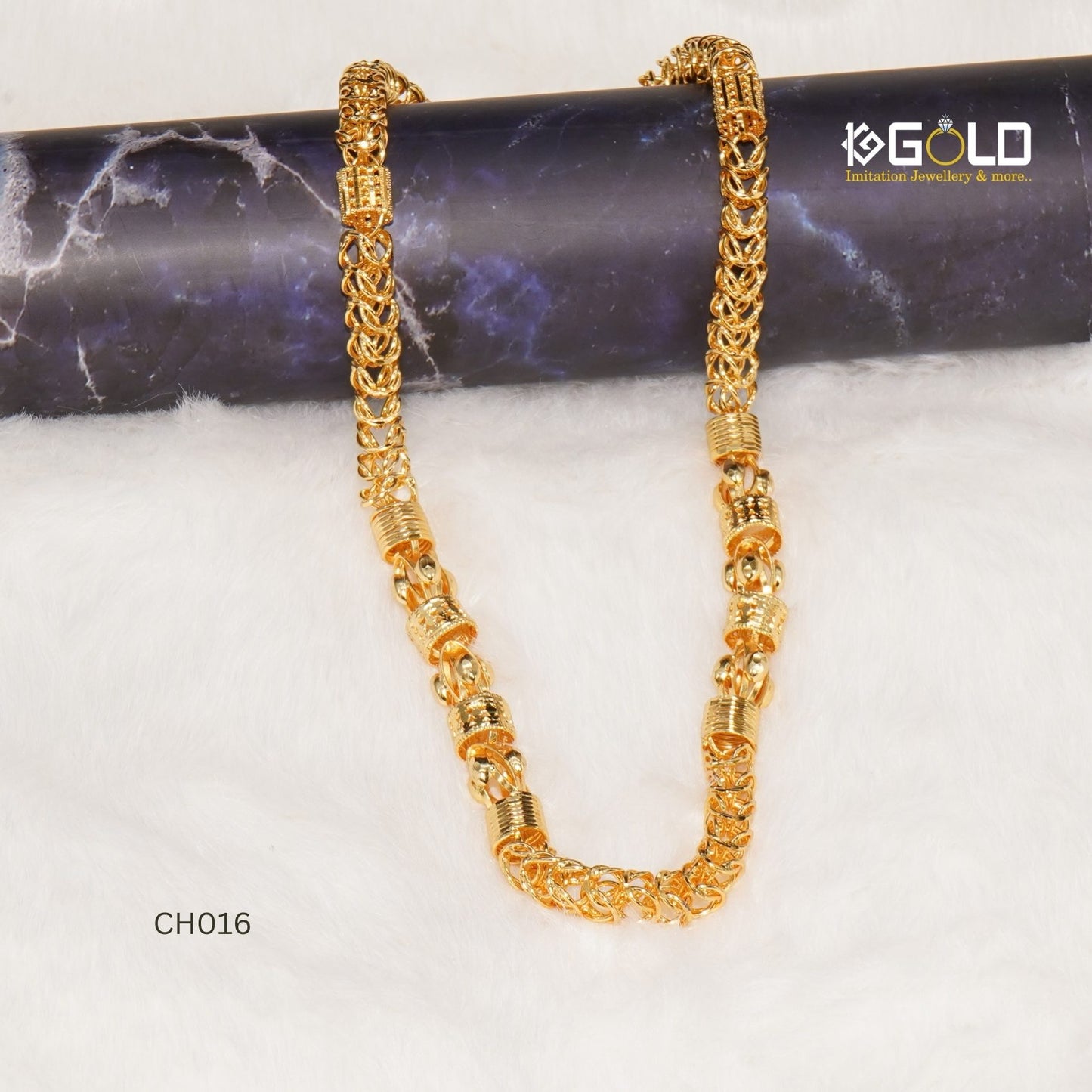 One Gram Gold Plated Rajwadi Finely Detailed Design Chain for Men - CH016. 1 gram gold on 1 ggold.in