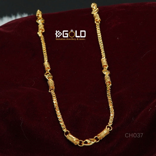 1 Gram Gold Toned Royal Carved Design Premium Quality Chain for Men - CH037. 1 gram gold on 1ggold.in