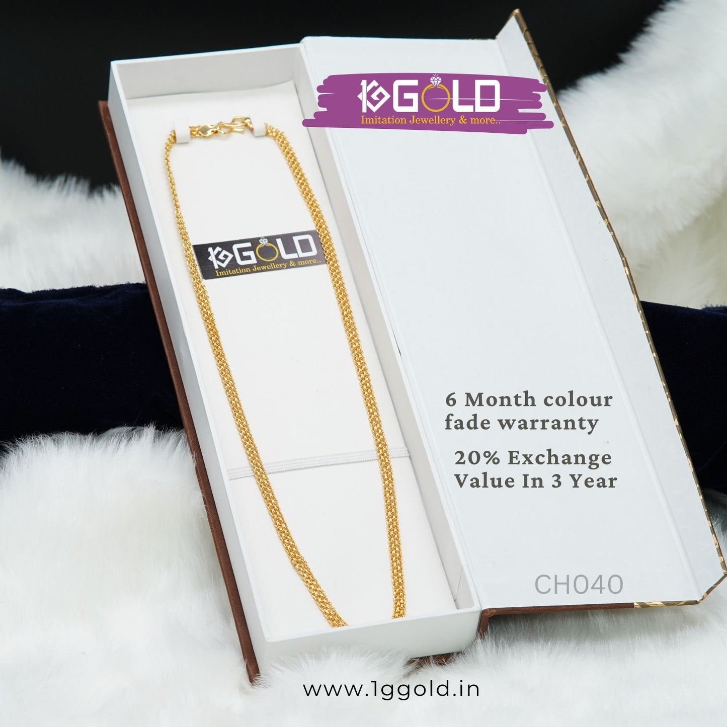 Premium Quality Artisan Crafted 1 Gram Gold Coated Chain for Men - CH040. 1 gram gold on 1ggold.in