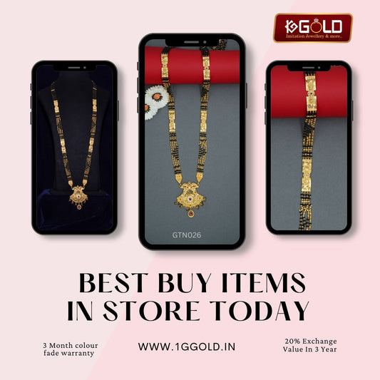 Refined Design One Gram Gold Plated Ganthan for Women - GTN026. 1 gram gold on 1ggold.in