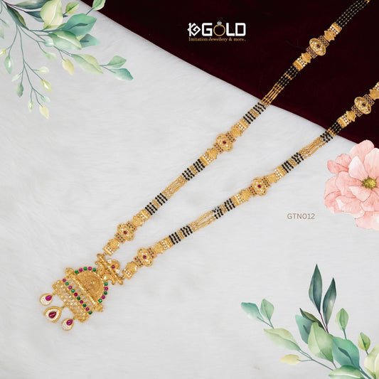 Regal 1 Gram Gold Maharashtrian Ganthan with Diamond Accents - GTN012. 1 gram gold on 1ggold.in