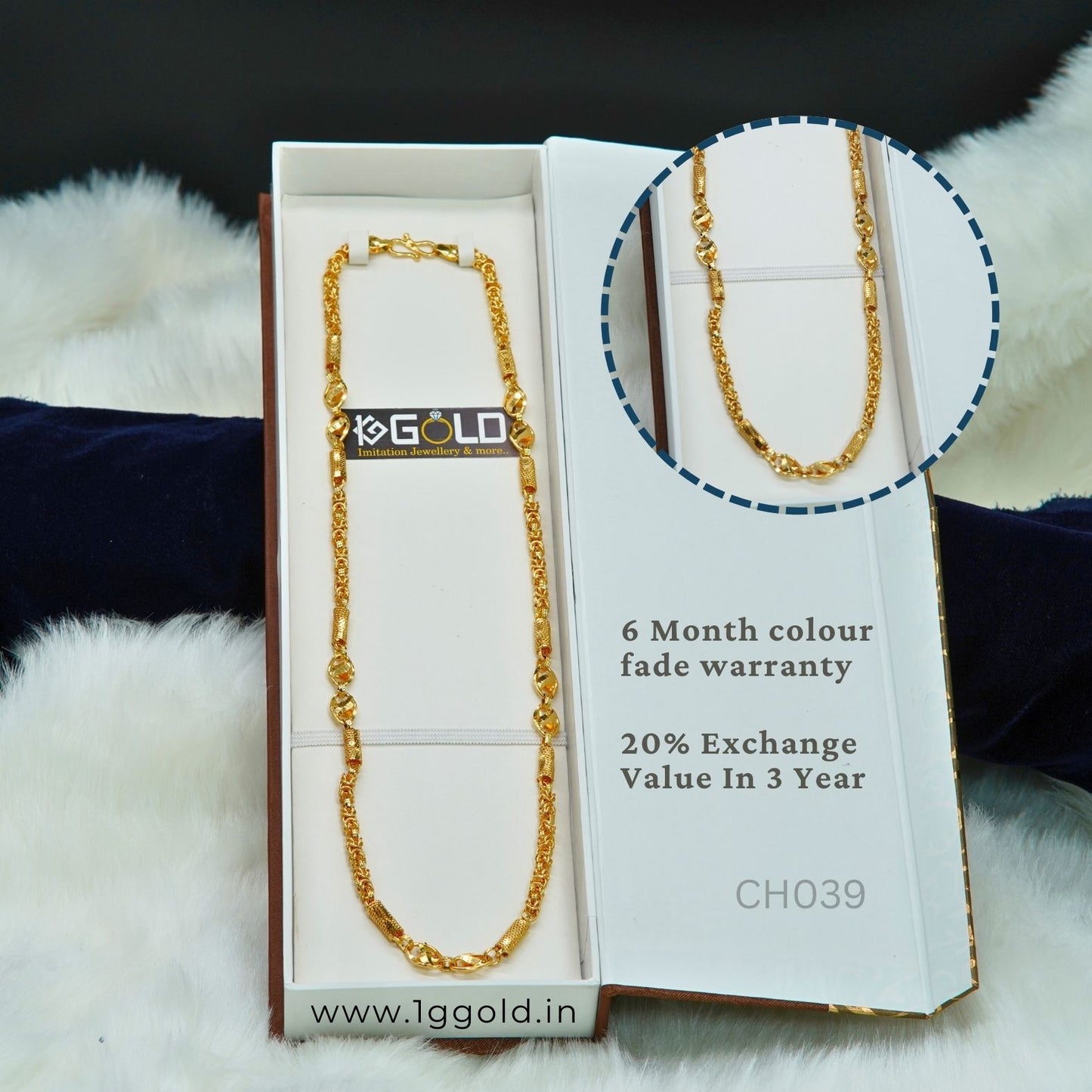 Royal Chic Design Premium Gold Coated Chain for Men - CH039. 1 gram gold on 1ggold.in