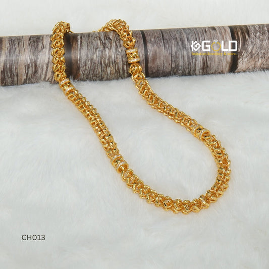 Royal Rajwadi Style 2 IN 1 Men’s Chain, One Gram Gold Plated with Diamonds - CH013. 1 gram gold on 1ggold.in