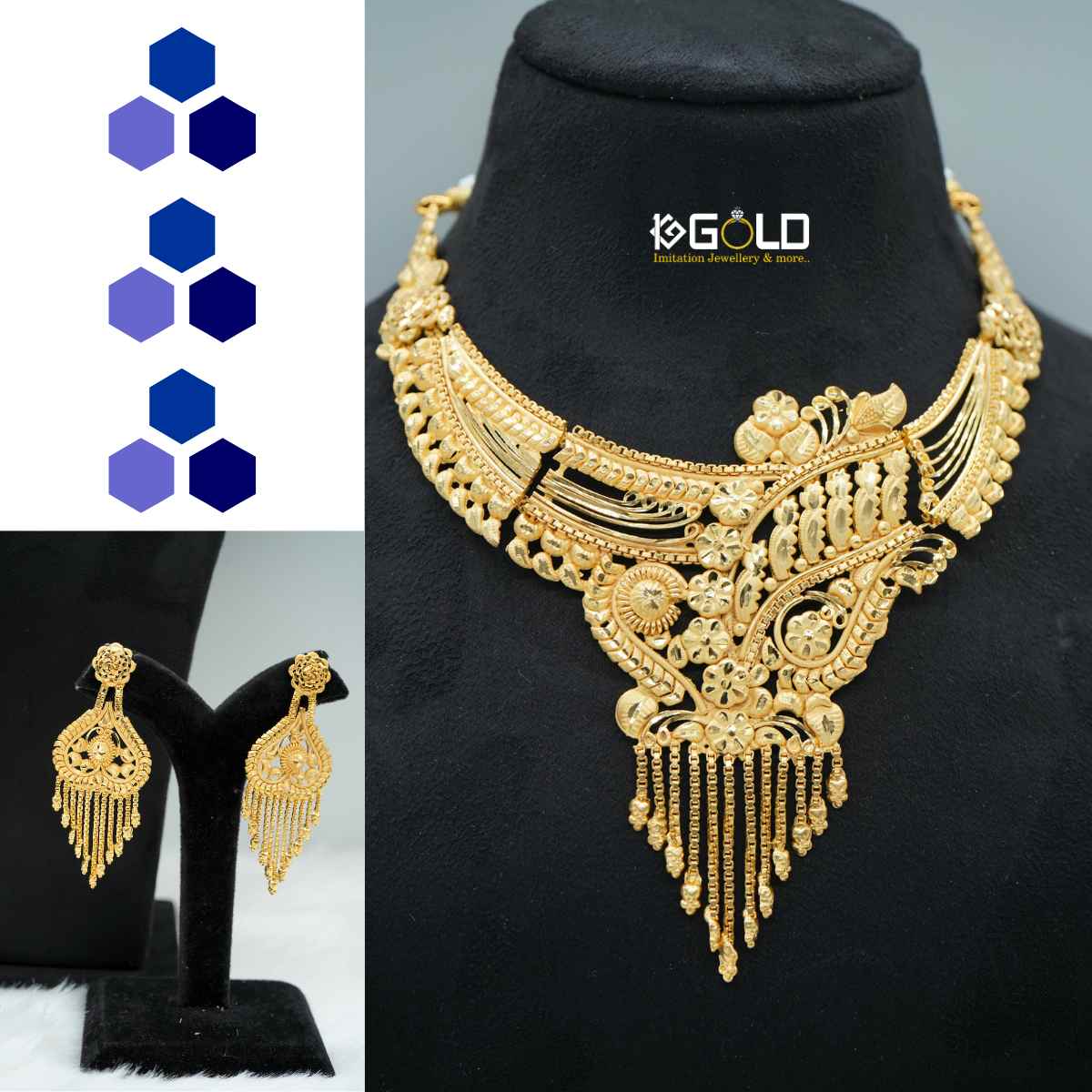 Shiny 1 Gram Gold Plated Women’s Necklace Set - NCK007. 1 gram gold on 1ggold.in