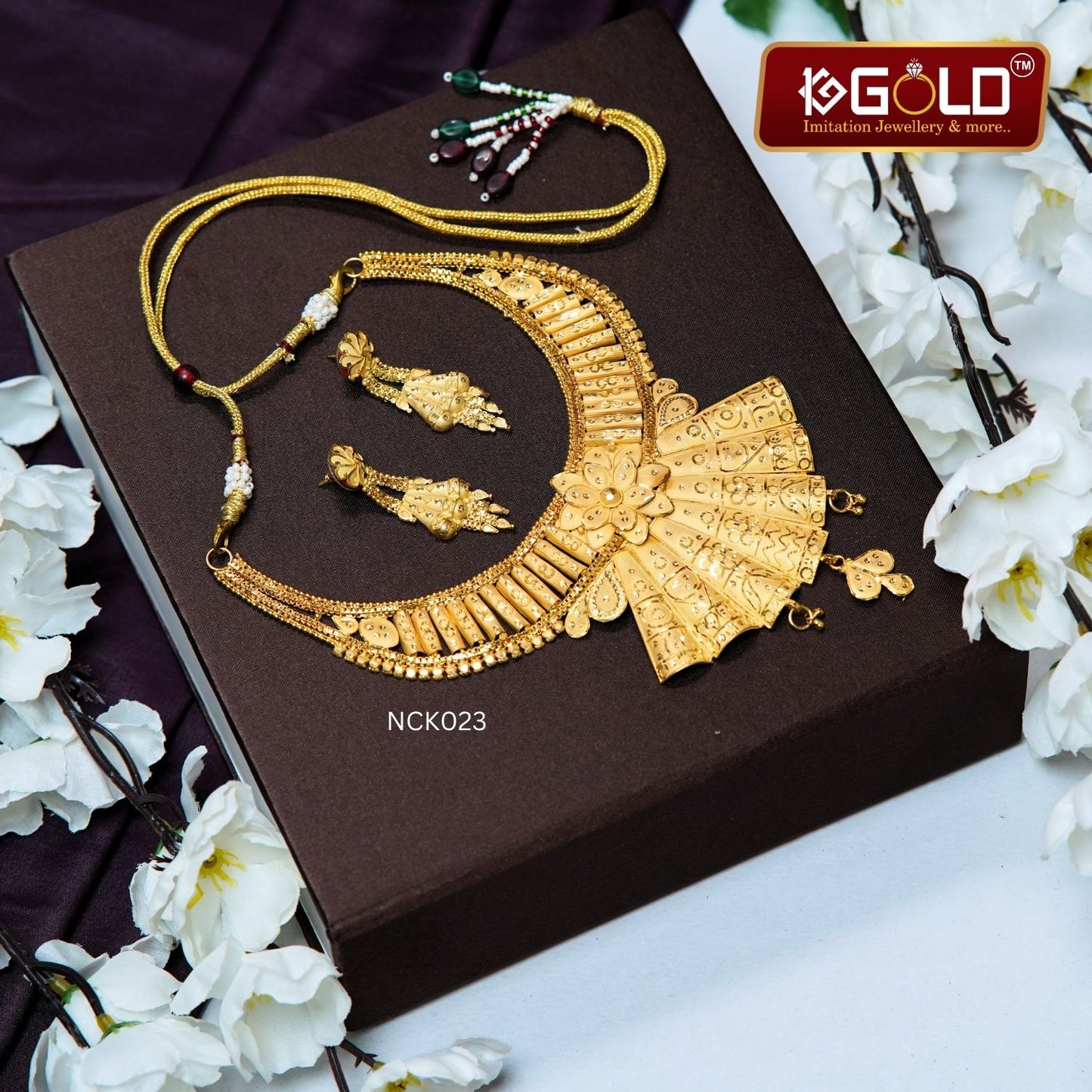 Sophisticated 1 Gram Gold Necklace Set with Gorgeous Design for Women -NCK023. 1 gram gold on 1ggold.in