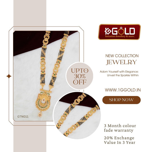 Sophisticated 1 Gram Gold Plated Maharashtrian Ganthan with Diamond Detailing for Women - GTN011. 1 gram gold on 1ggold.in