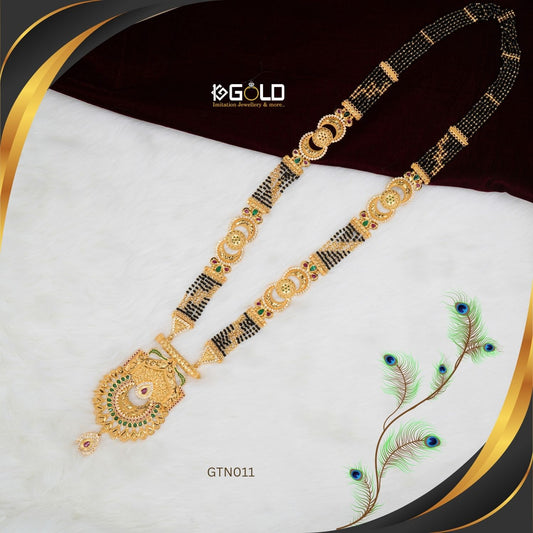 Sophisticated One Gram Gold Maharashtrian Ganthan with Diamond Detailing for Women - GTN011. 1 gram gold on 1ggold.in