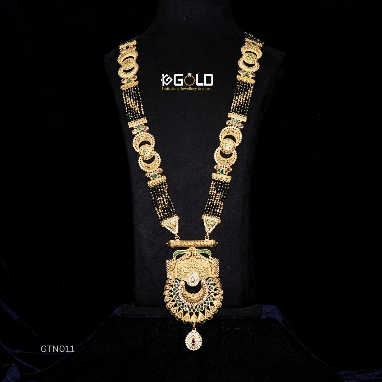 Sophisticated One Gram Gold Plated Maharashtrian Ganthan with Diamond Detailing for Women - GTN011. 1 gram gold on 1ggold.in