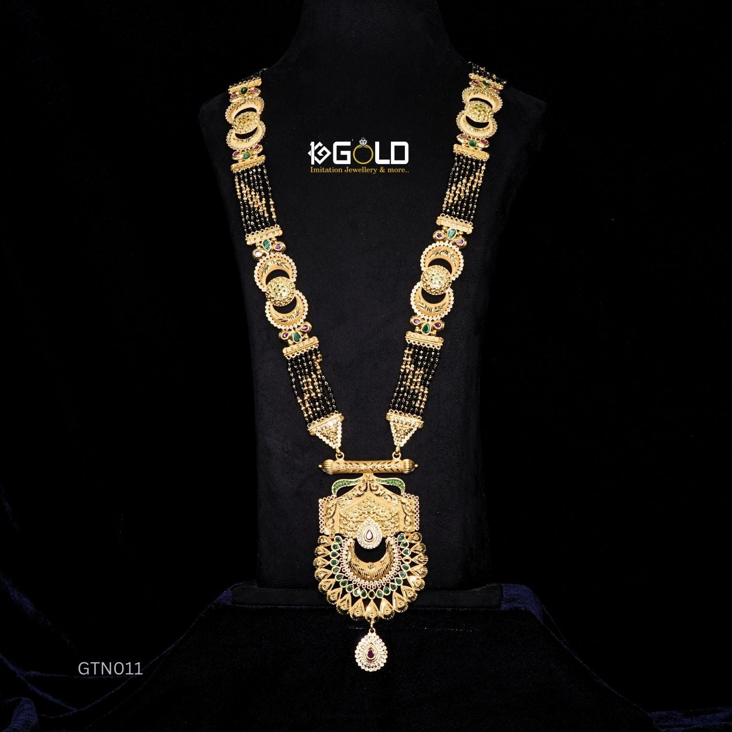 Sophisticated One Gram Gold Plated Maharashtrian Ganthan with Diamond Detailing for Women - GTN011. 1 gram gold on 1ggold.in