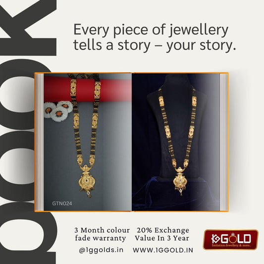 Stylish 1 Gram Gold Plated Ganthan with One of a Kind Design and Diamond Highlights for Women - GTN024. 1 gram gold on 1ggold.in