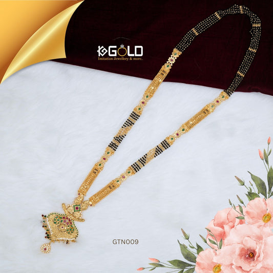 Superior Quality One Gram Gold Maharashtrian Ganthan with Diamond Accents for Women - GTN009. 1 gram gold on 1ggold.in