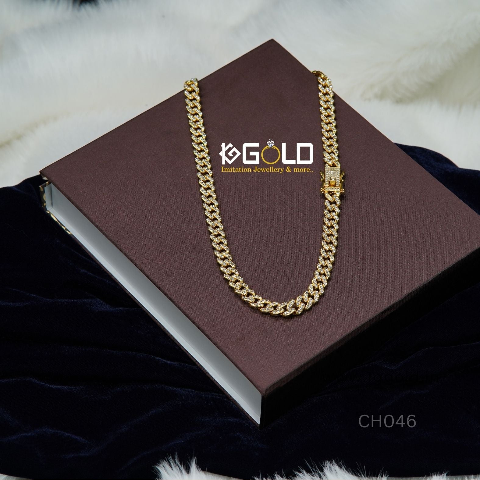 Synthetic Diamond Men’s One Gram Gold Cuban Link Chain - CH046. 1 gram gold on 1ggold.in