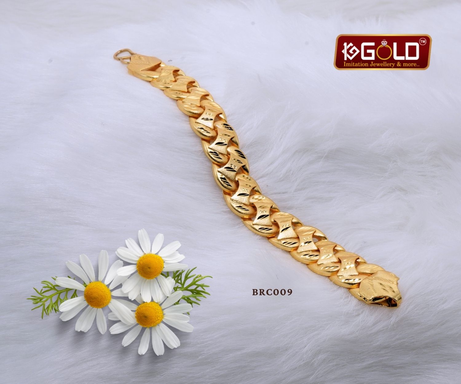 1 Gram Gold Bracelet for Men with Modern Bold Design - BRC009. 1 gram gold on 1ggold.in  