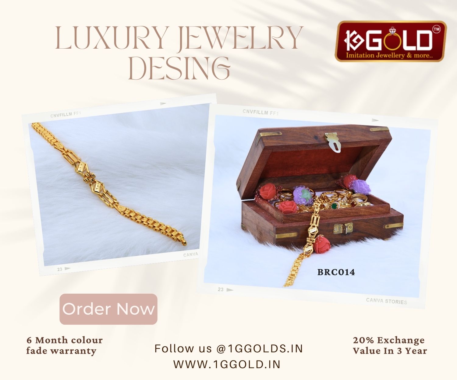 1 Gram Gold Bracelet with Structured Design for Men - BRC014. 1 gram gold on 1ggold.in 