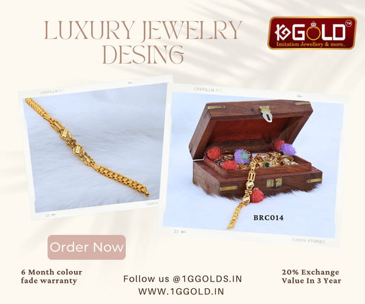 1 Gram Gold Bracelet with Structured Design for Men - BRC014. 1 gram gold on 1ggold.in 