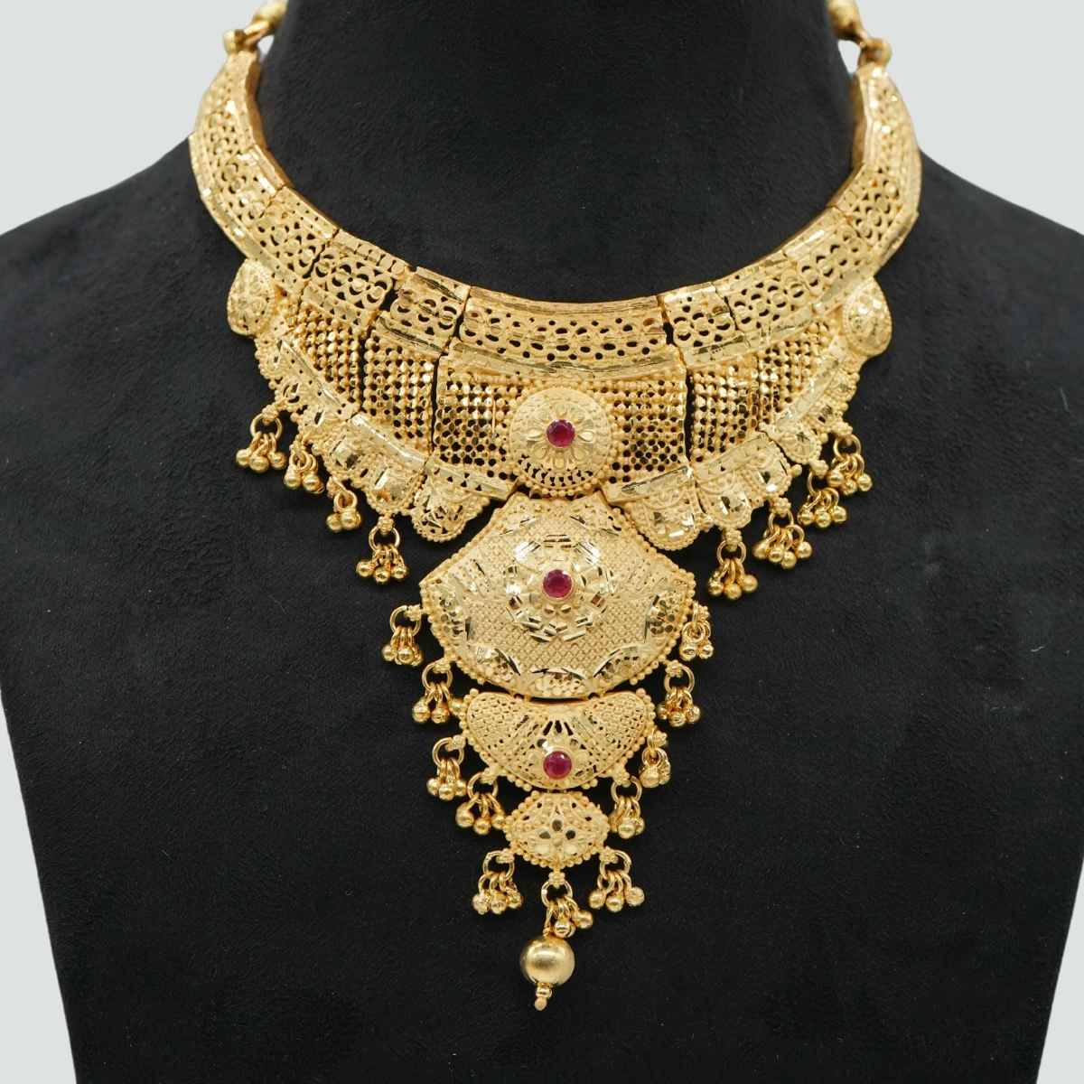 1 Gram Gold Coated Necklace Set with Elegant Design for Women - NCK008. 1 gram gold on 1ggold.in  
