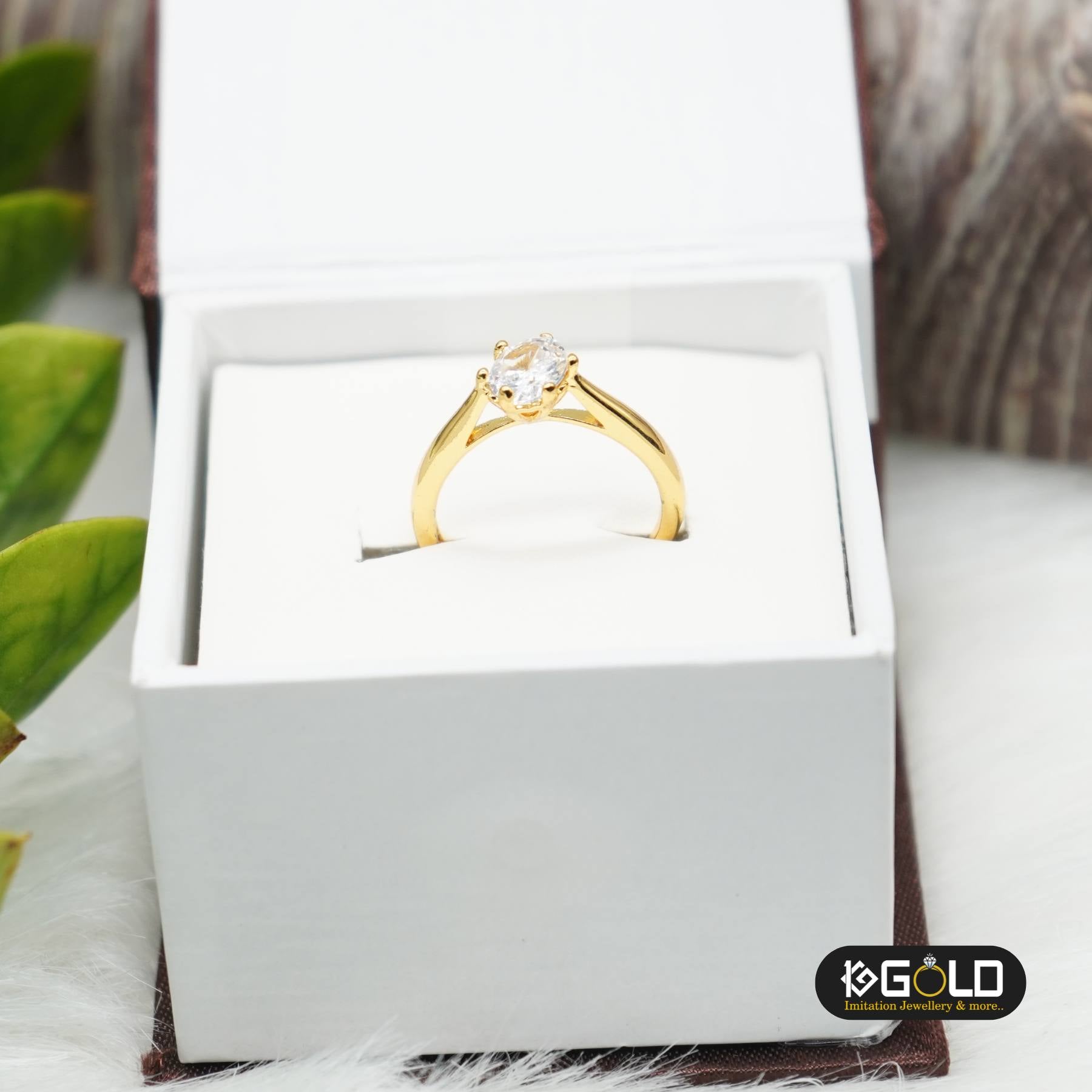 1 Gram Gold Finished Ring for Women with One Dazzling Diamond - RNW009. 1 gram gold on 1ggold.in 