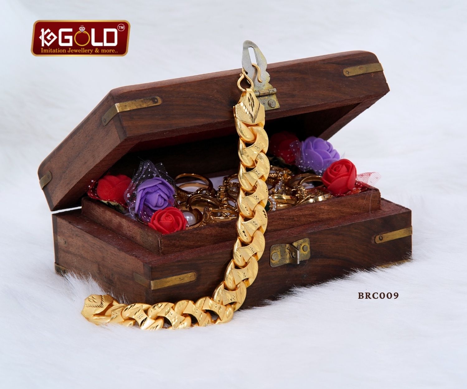 1 Gram Gold Plated Bracelet for Men with Modern Bold Design - BRC009. 1 gram gold on 1ggold.in  